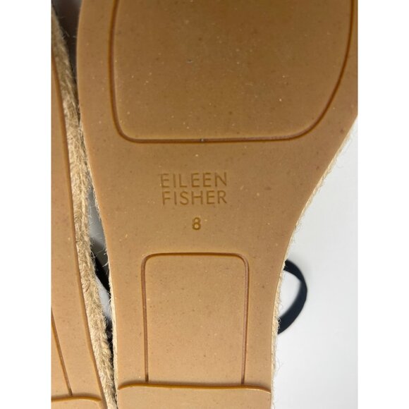 Eileen Fisher LaLa tumbled leather Black Espadrille Shoes Sandals Ladies Size 8 - Picture 7 of 11